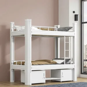 Durable Stable Detachable Customizable School Dormitory Hostel Bedroom Iron Frame Metal Bunk Bed Loft Bed