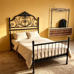 Easy Installation Platform Metal Bed Iron Bed With Headboard Dormitory Bed for Hotel