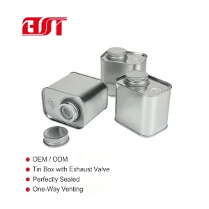 Eco Friendly Freshness Sealed Food Grade Rectangular Tin Can with Degassing Valve for Coffee Bean Oil Packaging