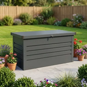Eco Friendly Metal Storage Box for Outdoor Garden Portable and Easily Assembled Cushion Box Waterproof with Color Coated Plate
