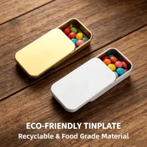 Eco Friendly Metal Tin Case with Sliding Lid Custom Logo Printed Rectangle Tinplate Box for Solid Perfume Mint Pill Storage