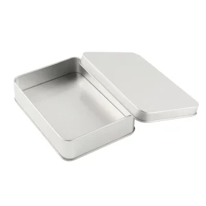 Eco Friendly Rectangular Tinplate Tin Box with Lid for Photos Jewelry Personal Items Packaging Custom Logo