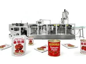Economical Automatic Horizontal Doypack Standup Pouch Packing Machine for Oil Juice Honey Tomato Sauce Dual Lane Filler