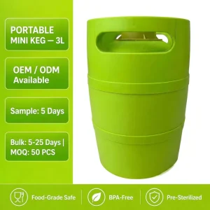 Ecorekeg 3L Mini Beer Keg Portable Plastic Keg Draft Beer Keg Reusable Shatterproof 8 Bar No CO2 Party China OEM