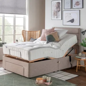 Electric Adjustable Modern Metal Bedroom Bed Frame for Elderly with Remote Control Queen King Sizes Compliant Human Mechanics