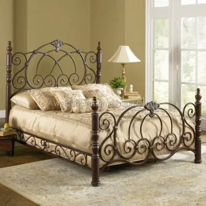 Elegant Metal Bed Brown
