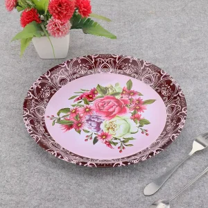 Elegant Style Dinner Plate Round Tray Dish Round Candy Plate Tin Serving Plate