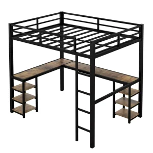 Elevated Under bed Table Desk Bookshelf Modern Foldable Adjustable Metal Bed Furniture Apartment Dormitory Children’s Room Hotel