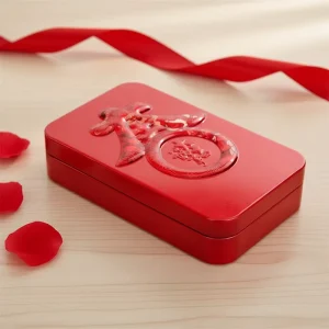 Embossed Custom-Color Rectangular Food-Grade Tinplate Box for Candy and Cookies