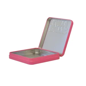 Embossed Logo Shallow Rectangular Metal Tin Box with Hinged Lid for Gift Packaging