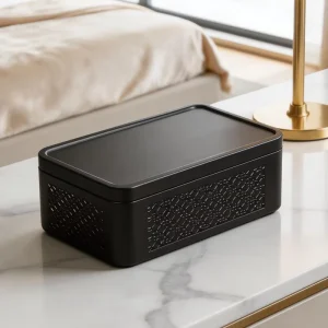 Embossed Rectangular Tinplate Metal Box 100g for Tea and Cookies