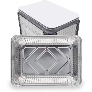 Embossed Silver Colored Paper Aluminum Foil Disposable Heavy Duty Aluminum Foil Food Container with Foil Lid