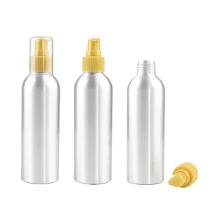 Empty Aluminum Cosmetic Lotion Bottle with Pump, Silver or Black, 100ml 300ml 400ml 500ml