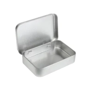 Empty Blank Tin Case Container Plain Silver Sublimation Metal Tin Box with Hinged Lid