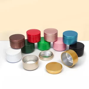 Empty Cosmetic Packaging Silver Metal Tin Aluminum Cans Aluminum Screw Top Round Candle Spice Tins Lip Balm Container Aluminum