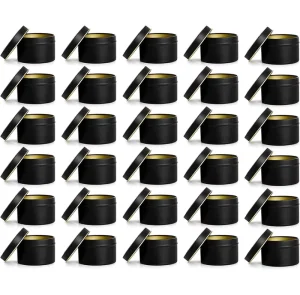 Empty Matte Black and Gold 4oz 6oz 8oz Candle Tin with Lid