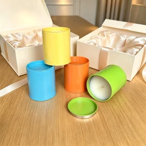 Empty Metal Round 2oz 4oz 8oz 16oz Tin Candle Can Box Container Seamless Candle Tin with Lid 8oz