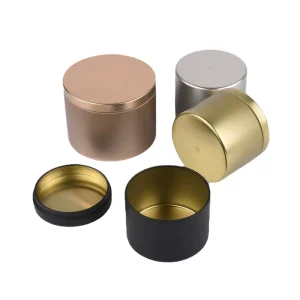 Empty Metal Round Storage Containers DIY Black Gold Sliver Wood 4 oz 8oz Candle Tin Cans Jars with Slip On Lids