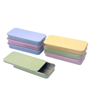 Empty Rectangular Metal Tin Box with Slide-Top Lid for Crafts, Lip Balm, or Small Items
