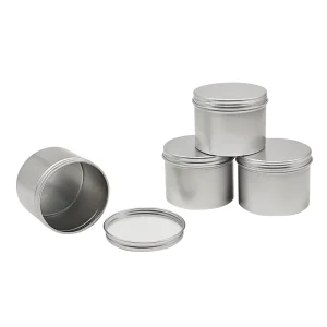 Empty Round Metal Cans for Cream Matcha Powder Recyclable Silver Metal Container Aluminum Jar Can Candle Tins for Cosmetic