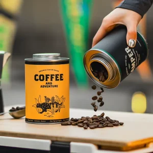 Empty Round Metal Tin Can With Valve Vacuum Storage Container Coffee Bean Can for Camping