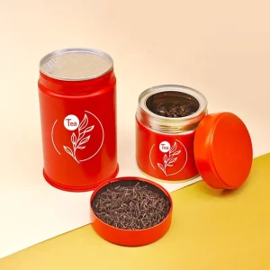 Empty Round Screw-Cap Cylinder Metal Tin Jar for Loose Tea Coffee Beans and Matcha with Airtight Seal Manufacturer