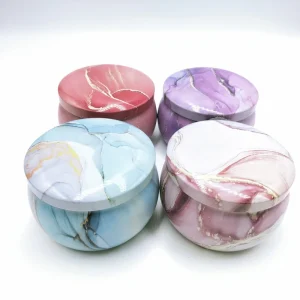 Empty Round Seamless Metal Tinplate Gift Packaging 4 O Z Candle Tin Can with Lid