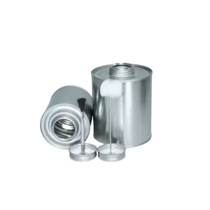 Empty Round Tinplate PVC Glue Can With Screw Top Lid & Built In Applicator Brush
