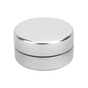 Empty Silver Round Metal Tin Box with Screw Cap