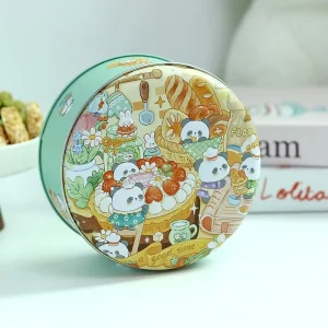 Empty Tinplate Round Metal Tin Box 13.5*13.5*H7cm Matte Finish for Candy Cookie Chocolate Cake Gift Packaging