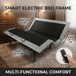 Ergonomic Silent Head Foot Incline Iron Metal Electric Bed Frame Smart Adjustable Bed Base for Back Pain Relief Home Nursing Use