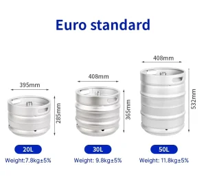 Euro Standard 50L Stainless Steel 304 Beer Keg with A/D/S/G Type Spear for Empty Beer Storage