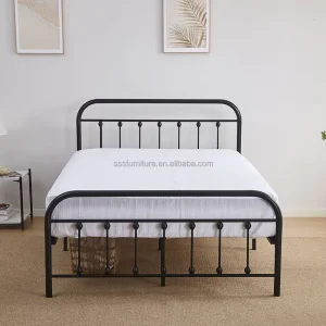 European Classical Metal Bed Frame for Adults Queen Size 160×200 Durable Steel Bedroom Furniture Storage Modern Design