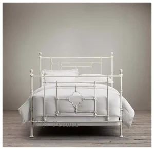 European Countryside Iron Bed White Vintage Princess Style Single Double Metal Bed Frame