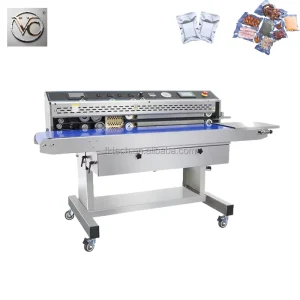 FKJX Commercial food label printing and sealing machine continuous vacuum sealing machine for fresh vegetables bread