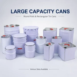 FURUN 1 20L Cylinder Metal Tin Can with Lever Cover and Glossy Finish for Packaging Paint and Chemicals