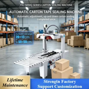 FXJ-5050Q Pneumatic Semi-Automatic Paper Carton Case Sealer for Food, Beverage, and Warehouse Production Lines