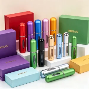 Factory 5ml Portable Travel Atomizer Empty Aluminum Perfume Bottle Refillable Mini Metal Cosmetic Bottle with Pump Sprayer Seal
