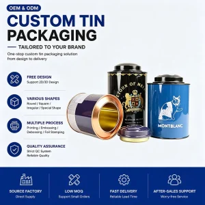 Factory Custom CMYK Printed Metal Tin Container for Coffee Tea and Gift Packaging Manufacturer