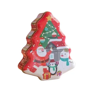 Factory Custom Candy Metal Tin Cans Nice Christmas Tree Shape Cookie Tin Box for Gift Packaging