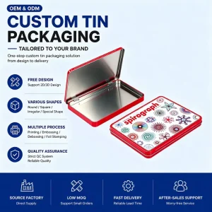 Factory Custom Design Rectangular Hinge Lid Tinplate Box Container for Toy Gift Storage Organizer Packaging