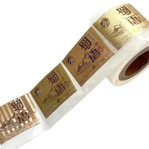 Factory Custom Embossed Logo Metallic Gold Wine Bottle Label Sticker 750ml 3D