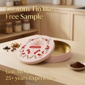 Factory Custom Gold Color Eco Friendly Recycled Tinplate Christmas Cookie Tins Cover Empty Candy Chocolate Biscuit Cake Bread