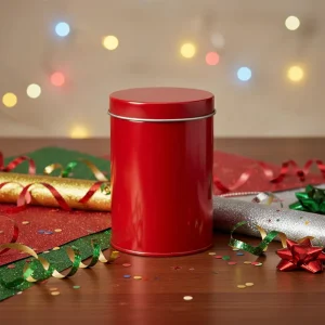 Factory Custom Personalized Custom Metal Tin Round Red Metal Tin Can Tin Storage Container for Candy Tea Coffee