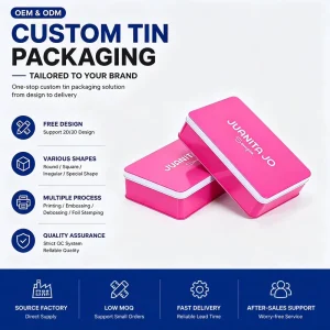 Factory Custom Printed Rectangle Metal Tin Box 4 Color Offset Printing Tinplate Container for Food Gift Packaging Storage