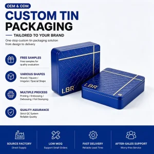 Factory Custom Printed Square Metal Tin Box with Embossed Engraving for Candy, Biscuit, and Chocolate Gift Packaging