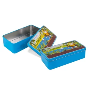 Factory Custom Rectangular Metal Cake Tin with Lid Food Grade Biscuit Tin Box