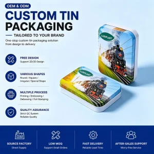 Factory Custom Small Rectangular Tinplate Travel Case for Condoms