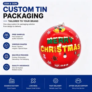 Factory Custom Sphere Metal Tin Can for Christmas Decoration, Gift, and Candy Packaging