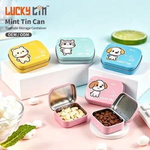 Factory Custom Tinplate Candy Can Storage Container Rectangle Metal Case Packaging Food Grade Mint Tin Box for Mint